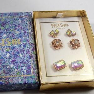 Prism by Noir boxed set of 3 crystal earrings